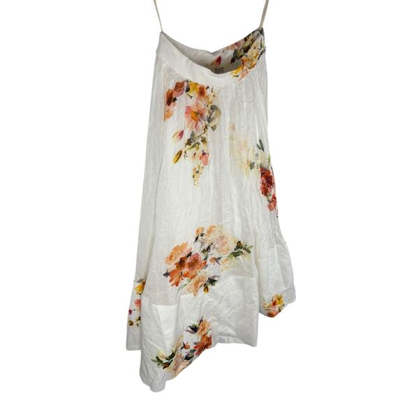 Hemant And Nandita Floral Midi Skirt Linen Blend Boho Hippie Vacation Ivory XXS - Picture 2 of 8